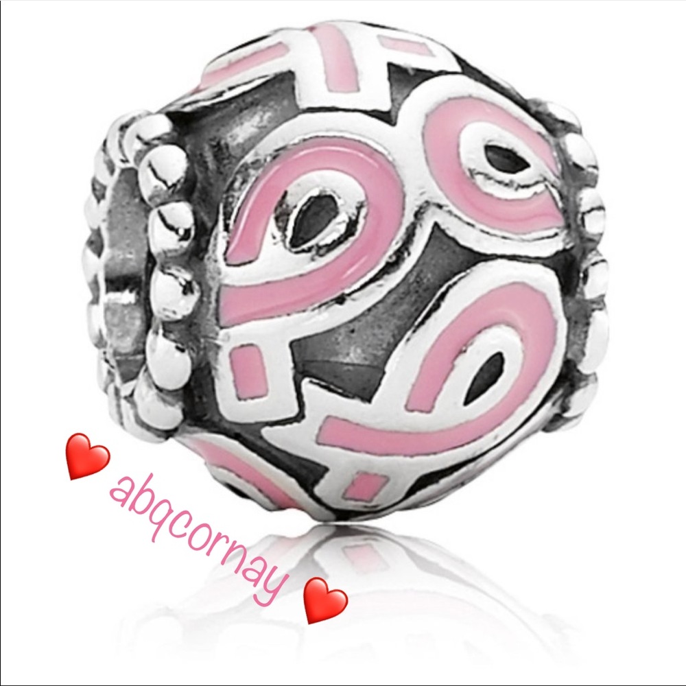 EUC Pandora 790755EN24 Silver LE Breast Cancer Awareness Pink Enamel Ribbon Bead